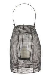 Orsina Small Black Lantern, Iron Wireframe Black Candle Holder, Indoor & Outdoor Glass Shade Candle Holder - thumbnail 4