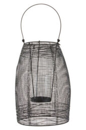 Orsina Small Black Lantern, Iron Wireframe Black Candle Holder, Indoor & Outdoor Glass Shade Candle Holder