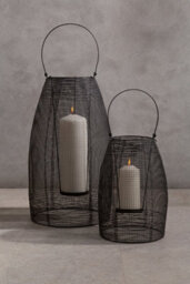Orsina Small Black Lantern, Iron Wireframe Black Candle Holder, Indoor & Outdoor Glass Shade Candle Holder - thumbnail 3