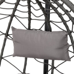 Thehotsale Grey Hanging Chair Garden Swing Egg-Shaped Chair With Black Stand And Dark Grey Cushion, Indoor And Outdoor Use - thumbnail 6