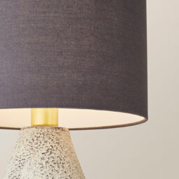 Valuelights Colin Grey Drum Shade Grey Speckled Hand Finished Ceramic Stoneware Table Lamp - thumbnail 4