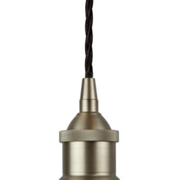 White Worcester Painted Dome Pendant Light With Brushed Chrome Lamp Holder And Black Twisted Cable - Se Home - thumbnail 2