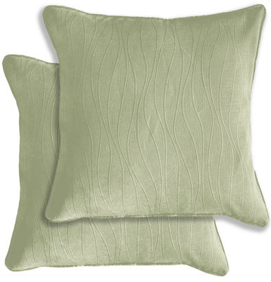 Enhanced Living Pair Of Goodwood Green Textured Wave Pattern Cushion Covers - 43X43Cm - Cases Only - image 1