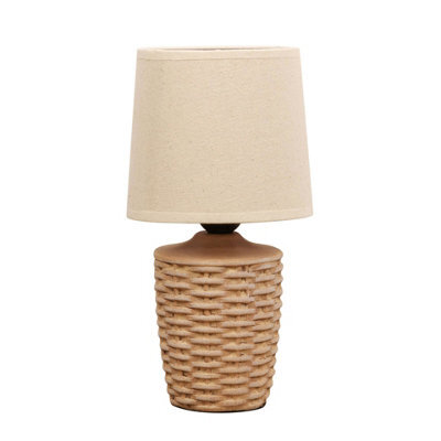 Hestia Basket Weave Table Lamp With Beige Linen Shade 30Cm - image 1