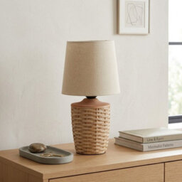 Hestia Basket Weave Table Lamp With Beige Linen Shade 30Cm - thumbnail 2