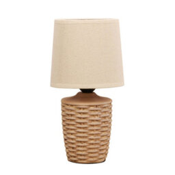 Hestia Basket Weave Table Lamp With Beige Linen Shade 30Cm