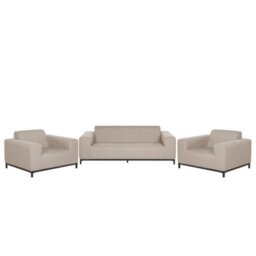 Beliani Beige Fabric 5-Seater Outdoor Sofa Set With Ottoman, L186 X D84 X H68Cm - thumbnail 4
