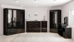 Seconique Nevada 4 Drawer Dressing Table Set Mirror Stool In Black Gloss Finish - thumbnail 8