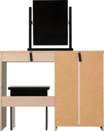 Seconique Nevada 4 Drawer Dressing Table Set Mirror Stool In Black Gloss Finish - thumbnail 6