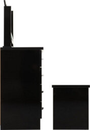 Seconique Nevada 4 Drawer Dressing Table Set Mirror Stool In Black Gloss Finish - thumbnail 5