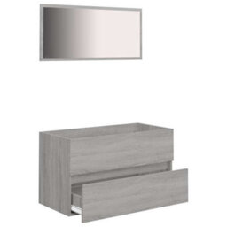 Walplus 2 Piece Bathroom Furniture Set Grey Sonoma Engineered Wood - thumbnail 5