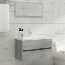 Walplus 2 Piece Bathroom Furniture Set Grey Sonoma Engineered Wood - thumbnail 1