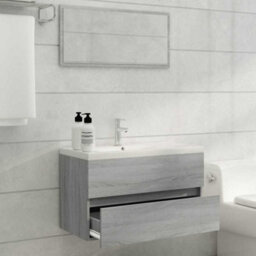 Walplus 2 Piece Bathroom Furniture Set Grey Sonoma Engineered Wood - thumbnail 3
