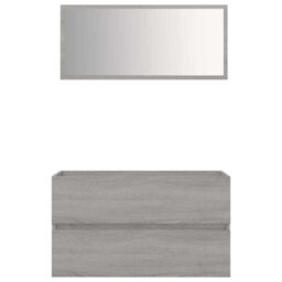 Walplus 2 Piece Bathroom Furniture Set Grey Sonoma Engineered Wood - thumbnail 2