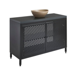 Homestylestore 1200mm Black Metal Floorstanding Bathroom Vanity Unit Black Grey Countertop And Oval Sand Basin - thumbnail 1