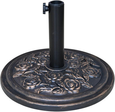 Ram Online Ram 10Kg Heavy Duty Cast Cement Parasol Base With Floral Effect Garden Patio Furniture Stand For Umbrella Canopy Gazebo Awning - image 1