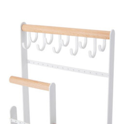 Thehotsale 4 Tier Earring Organiser Necklace Holder Jewelery Display Stand Holder With Metal Storage Tray In White - thumbnail 4