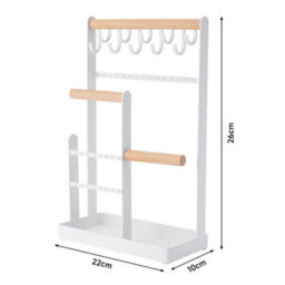 Thehotsale 4 Tier Earring Organiser Necklace Holder Jewelery Display Stand Holder With Metal Storage Tray In White - thumbnail 6
