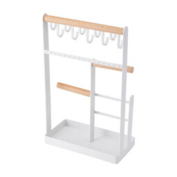Thehotsale 4 Tier Earring Organiser Necklace Holder Jewelery Display Stand Holder With Metal Storage Tray In White - thumbnail 3