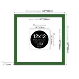 "12X12"" Green Picture Frame - 12X12"" Square Frame With 8X8"" Mount For 12X12""/8X8"" Pictures Art Deco Style Room Decor, 1 Pack" - thumbnail 2