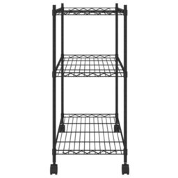 Berkfield 3-Tier Storage Rack With Wheels 60X35X81 Cm Black 150 Kg - thumbnail 4