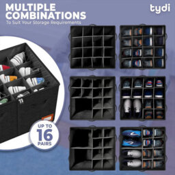 Shoe Storage Box Durable Organiser With Zip Clear Cover Holds 16 Pairs - thumbnail 4