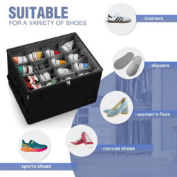 Shoe Storage Box Durable Organiser With Zip Clear Cover Holds 16 Pairs - thumbnail 5