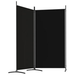 Berkfield 2-Panel Room Divider Black 175X180 Cm Fabric - thumbnail 4
