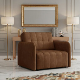 Viva Grand I Upholstered Sofa Bed With Storage Pocket Wavy Spring Wooden Legs Living Room 85X95X98Cm Brown - thumbnail 1