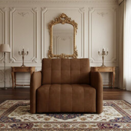 Viva Grand I Upholstered Sofa Bed With Storage Pocket Wavy Spring Wooden Legs Living Room 85X95X98Cm Brown - thumbnail 2