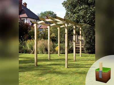 Edecks Bowed Walkway Wooden Garden Pergola (W 1800mm X D 4800mm) With Bolt Down Anchors (2.7M) - image 1
