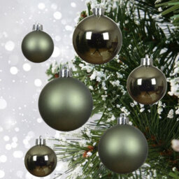 Decoris 30 Rosemary Green Christmas Tree Baubles Shatterproof Hanging Decoration 4Cm 5Cm 6Cm
