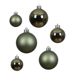 Decoris 30 Rosemary Green Christmas Tree Baubles Shatterproof Hanging Decoration 4Cm 5Cm 6Cm - thumbnail 3