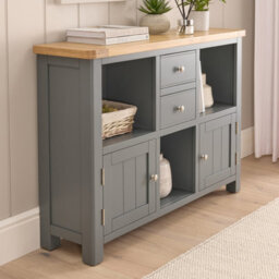The Furniture Market Marbury Slate Grey Painted Low Open Display Shelf Unit Bookcase - thumbnail 3