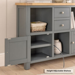 The Furniture Market Marbury Slate Grey Painted Low Open Display Shelf Unit Bookcase - thumbnail 4