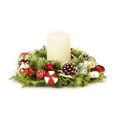 Premier Decorations Limited Decorative Christmas Candle Ring Mini Artificial Wreath Decoration Spirals 30Cm - image 1