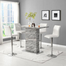 Furniture in Fashion Parini Melange Marble Effect Bar Table 4 Ripple White Stools - thumbnail 1
