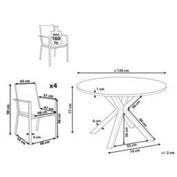 Beliani Garden Dining Set 4 Seater Maletto/busseto Glass Black - thumbnail 3