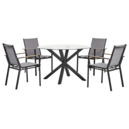Beliani Garden Dining Set 4 Seater Maletto/busseto Glass Black - thumbnail 1