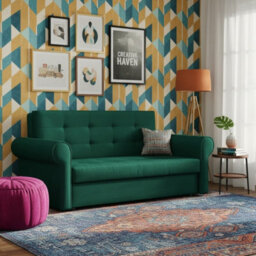 Viva Iii Sofa Bed With Sleeping Function And Storage Polyurethane Foam Wave Spring Metal Legs 168X85X98Cm Green - thumbnail 3
