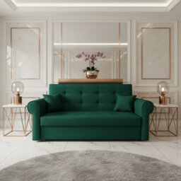 Viva Iii Sofa Bed With Sleeping Function And Storage Polyurethane Foam Wave Spring Metal Legs 168X85X98Cm Green - thumbnail 2