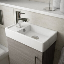 Nuie Vault 400mm Wall-Hung Cloakroom Vanity Unit & Vitreous China Basin - Light Wood, Soft-Close - thumbnail 3