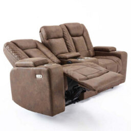 More4Homes Ashton 1+2 Seater Fabric Auto Recliner Sofa Set Brown - thumbnail 5