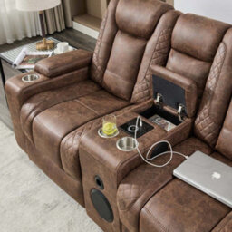 More4Homes Ashton 1+2 Seater Fabric Auto Recliner Sofa Set Brown - thumbnail 6