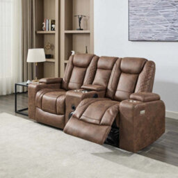 More4Homes Ashton 1+2 Seater Fabric Auto Recliner Sofa Set Brown - thumbnail 3