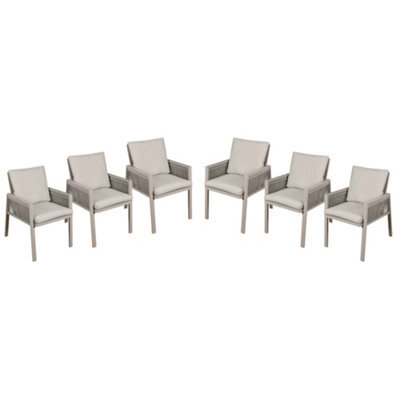 Dellonda Fusion Outdoor Garden Dining Chairs & Cushions Set Of 6 Light Grey - image 1