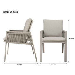 Dellonda Fusion Outdoor Garden Dining Chairs & Cushions Set Of 6 Light Grey - thumbnail 5