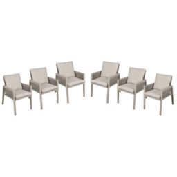 Dellonda Fusion Outdoor Garden Dining Chairs & Cushions Set Of 6 Light Grey