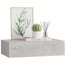 Vidaxl Wall-Mounted Drawer Shelf Concrete Grey 40X23.5X10Cm Mdf - thumbnail 4