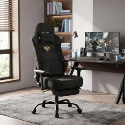 LEDREM Ergonomic Gaming Chair With Footrest And 4D Armrests, Suede Fabric, 72 X 72 X (125-135) Cm - thumbnail 5